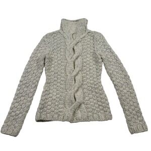 VS Moda International Wool Blend Cableknit Turtleneck Metallic Thread‎ Small